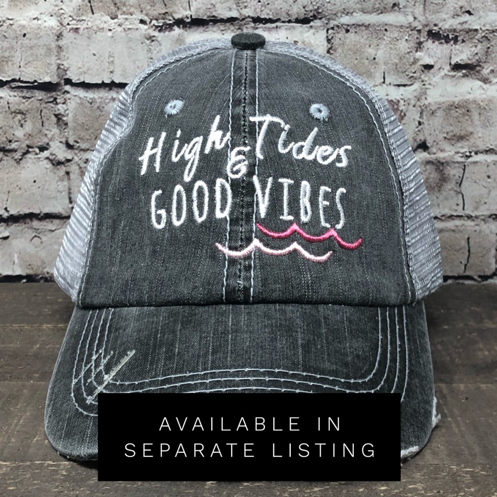 "High Tides & Good Vibes" Embroidered Cap - Picture 5 of 8
